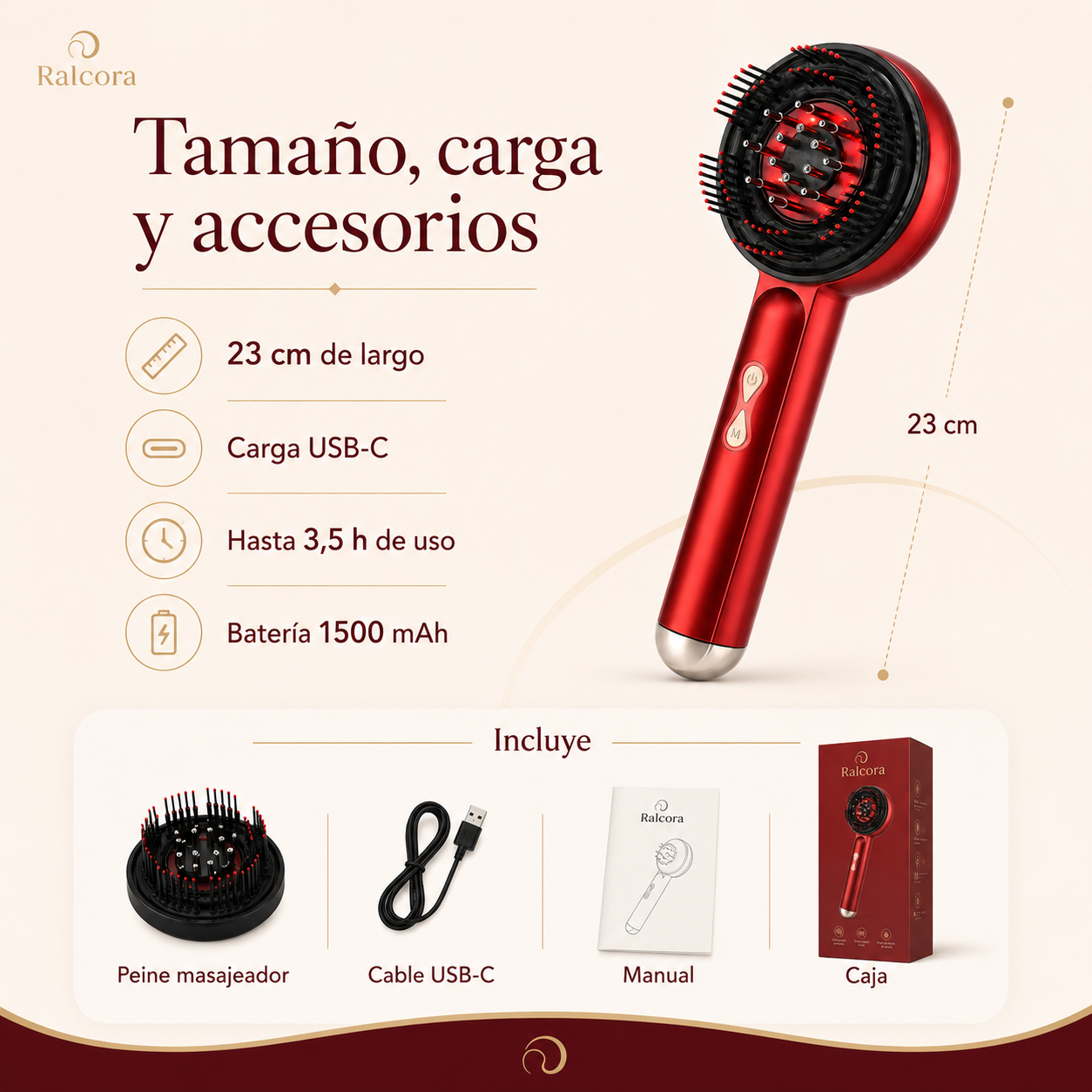 Masajeador Capilar LED con Aplicador de Sérum