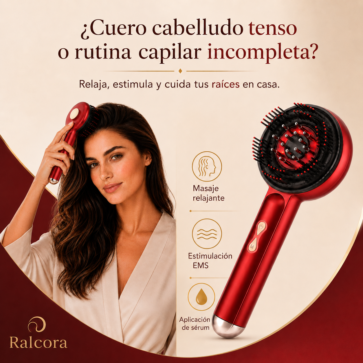 Masajeador Capilar LED con Aplicador de Sérum