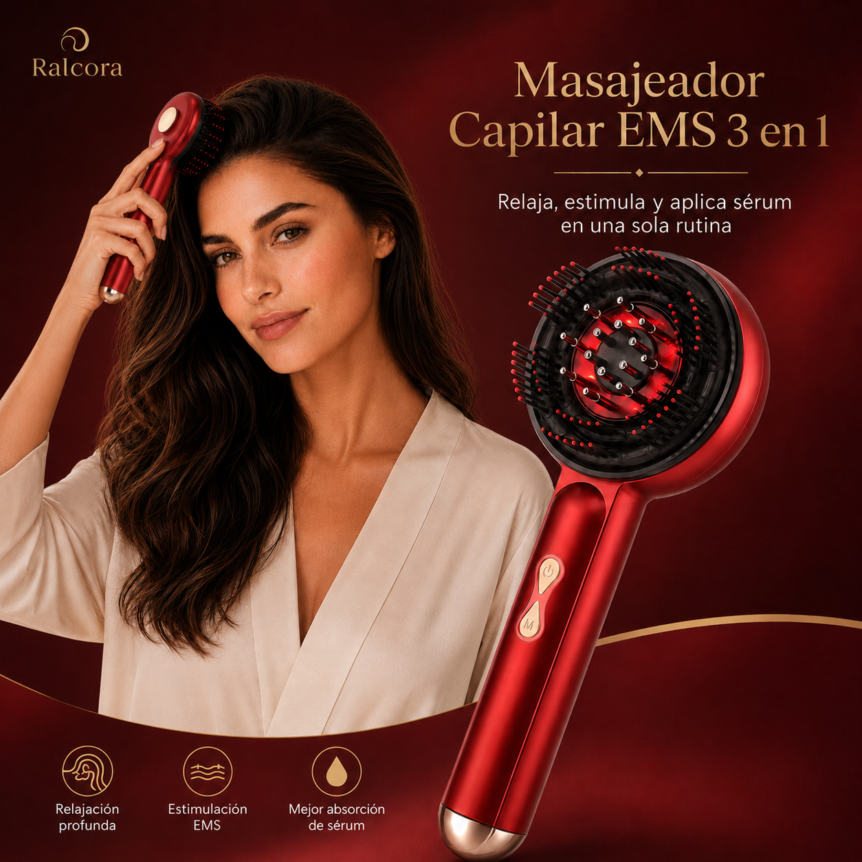 Masajeador Capilar LED con Aplicador de Sérum