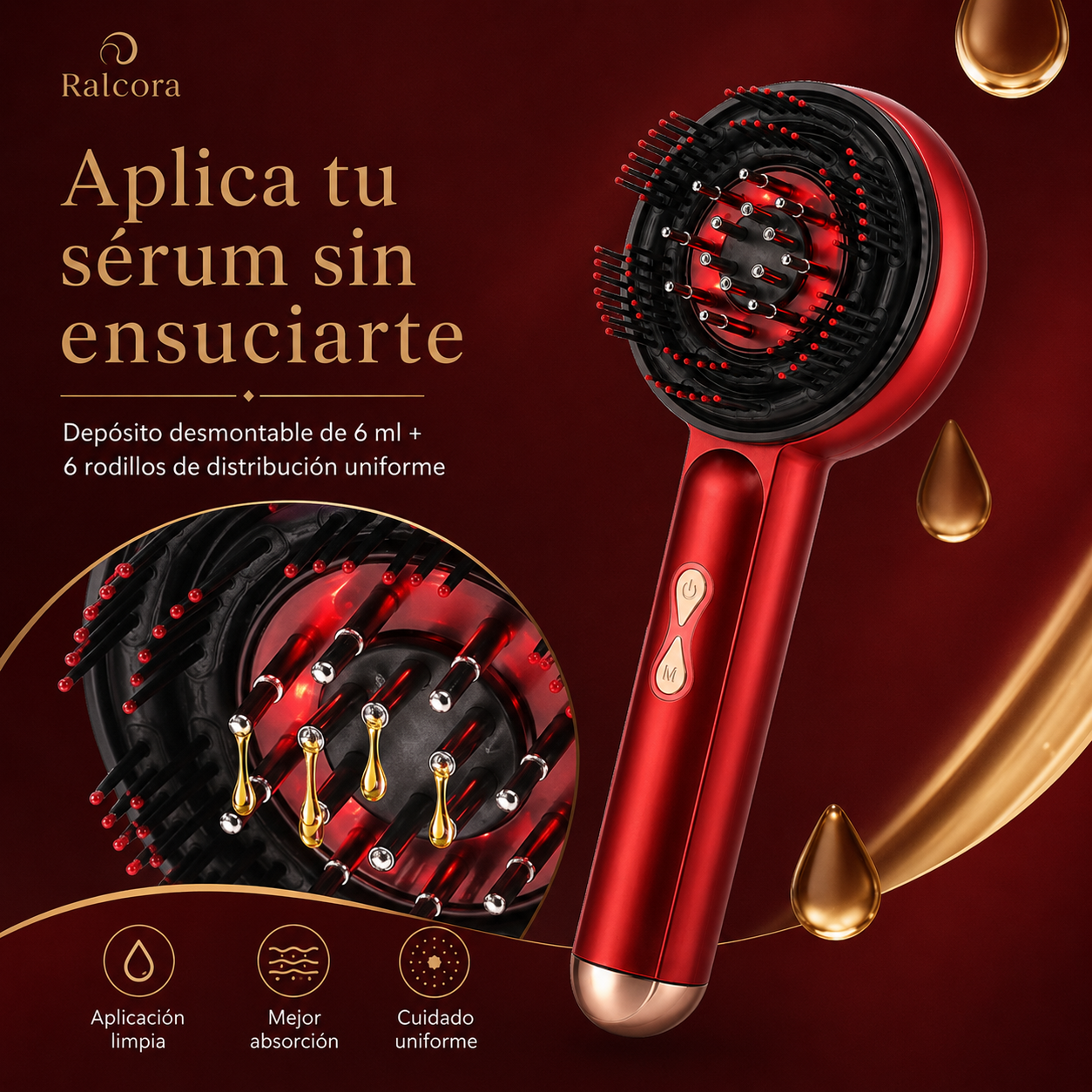 Masajeador Capilar LED con Aplicador de Sérum
